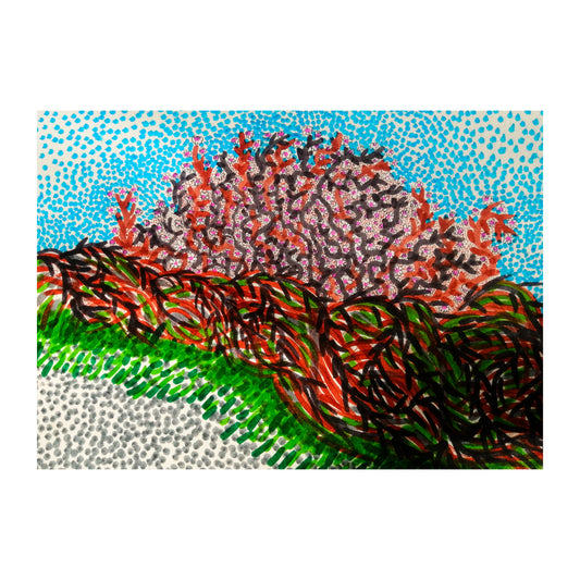Tree with white flowers and dead vines